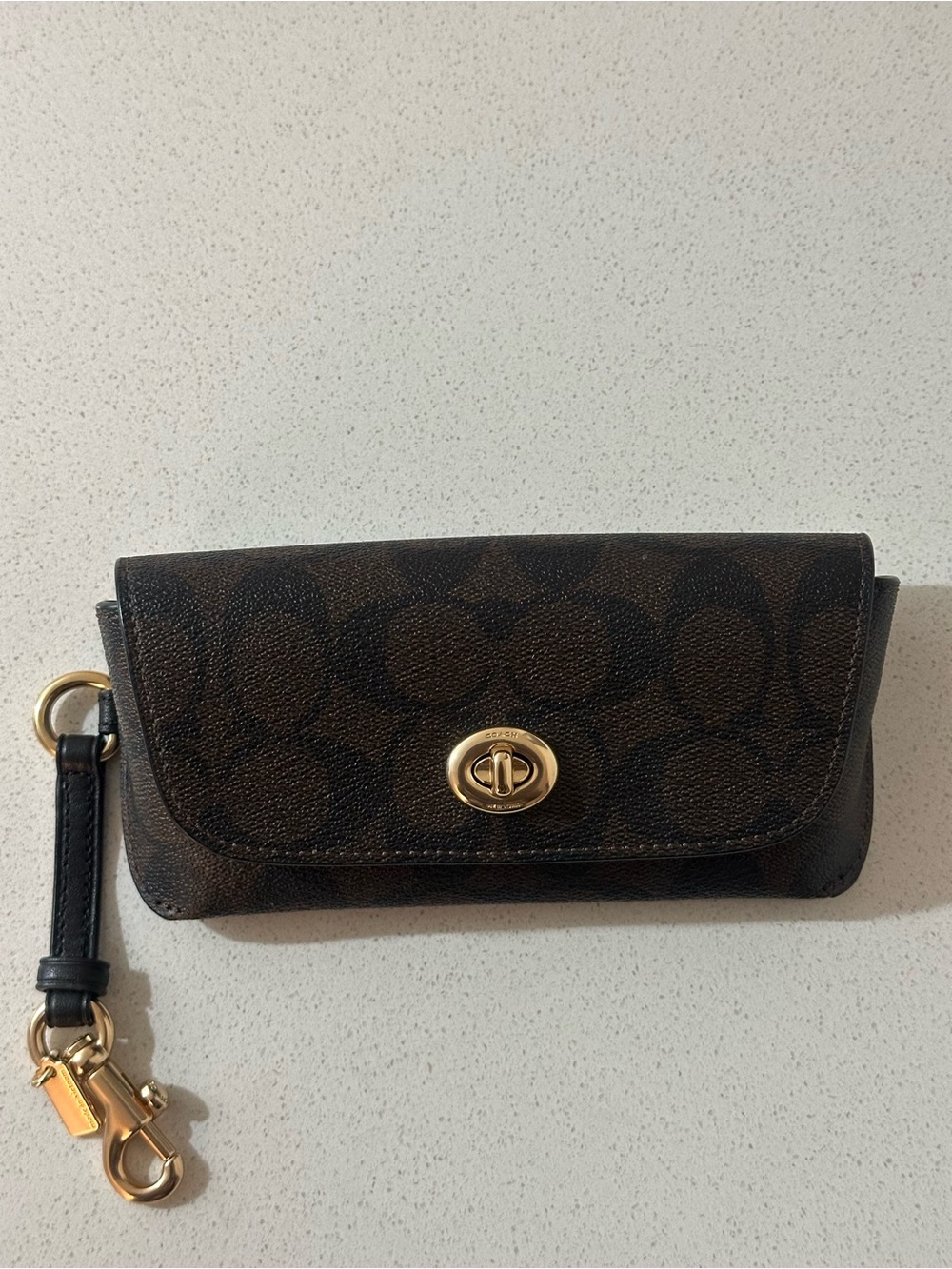 Authentic Coach Brown and Black Signature Turn-lock Sunglasses Case